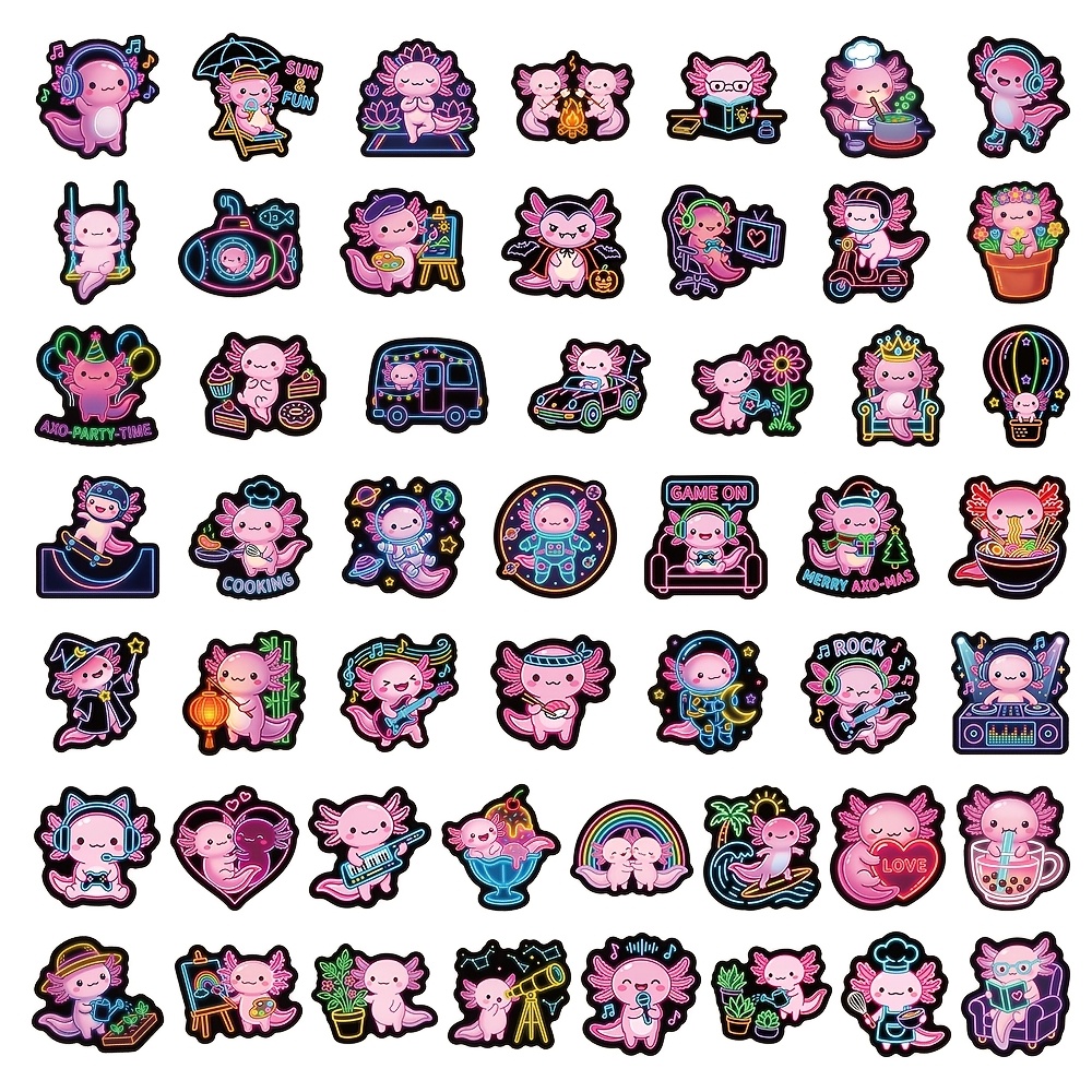 50pcs Cool Neon  Axolotl Stick - đánh giá và giá Laptop Accessories Cool